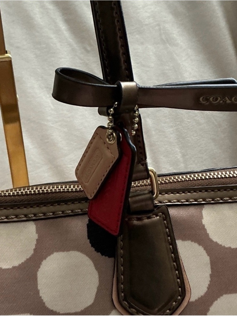 Coach Poppy EUC watercolor Polka dot print with a striped border - Picture 10 of 13